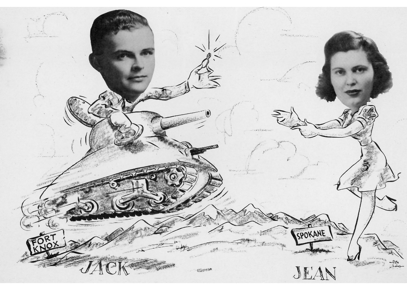 A caricature of Jack and Jean
